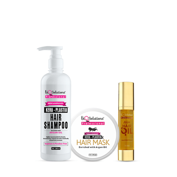 PLASTIA POWER PACK - KERA PLASTIA SHAMPOO 500 ML + HAIR MASK 200 GMS + ARGAN OIL