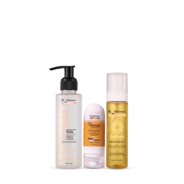 PURE GLOW SHIELD - PURE BALANCE CLEANSER + UV EFFECTONIL SUNCREEN + SAFFRON GLOW MIST