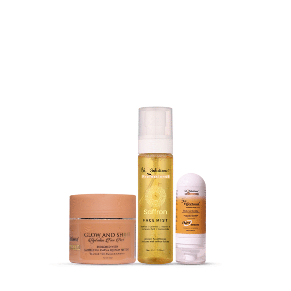 SUN-KISSED GLOW KIT - GLOW AND SHINE HYDRATION FACE PACK + SAFFRON GLOW MIST + UV EFFECTONIL SUNSCREEN